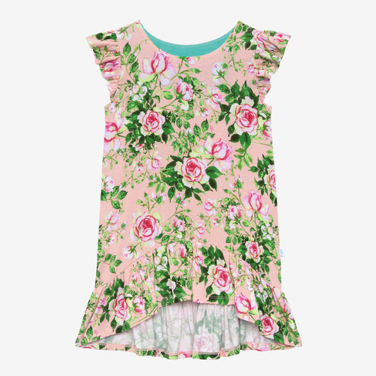 Posh Peanut Ruffled Capsleeve Hi Low Dress-Renia