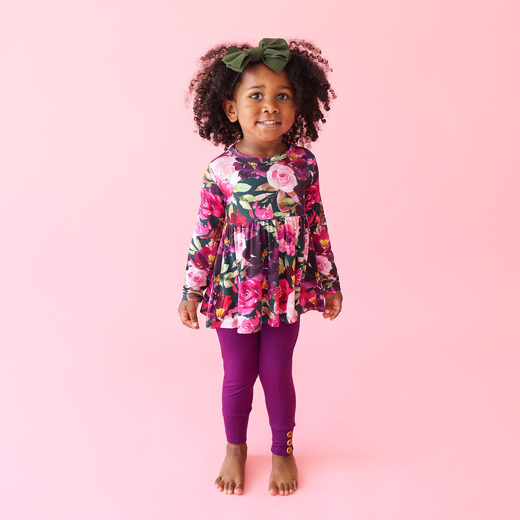 Posh Peanut Long Sleeve Basic Peplum Top & Legging Set-Zelda
