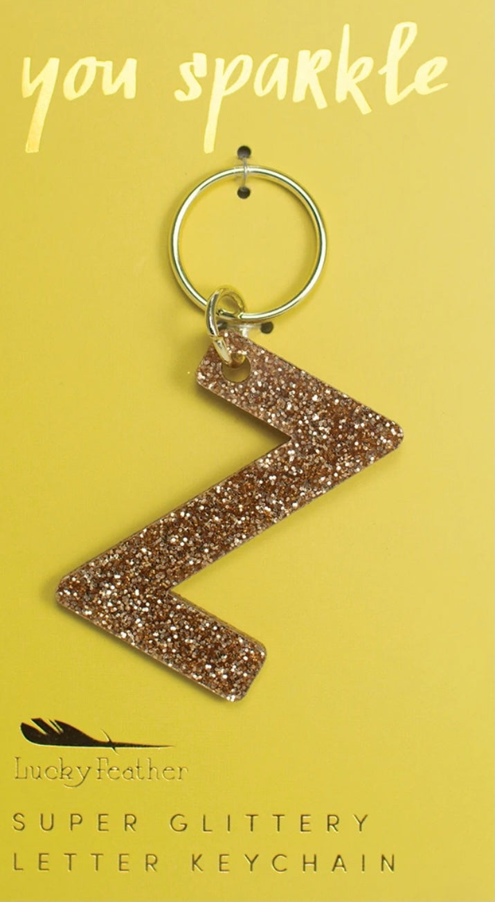 Gold Glitter Letter Keychain