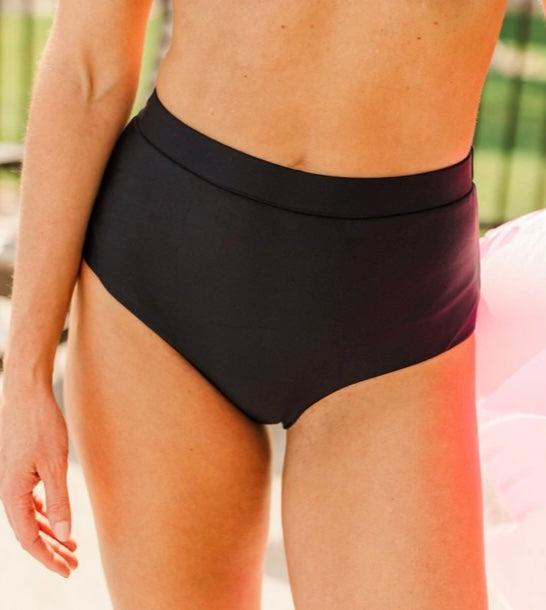 black highwaisted swim bottoms