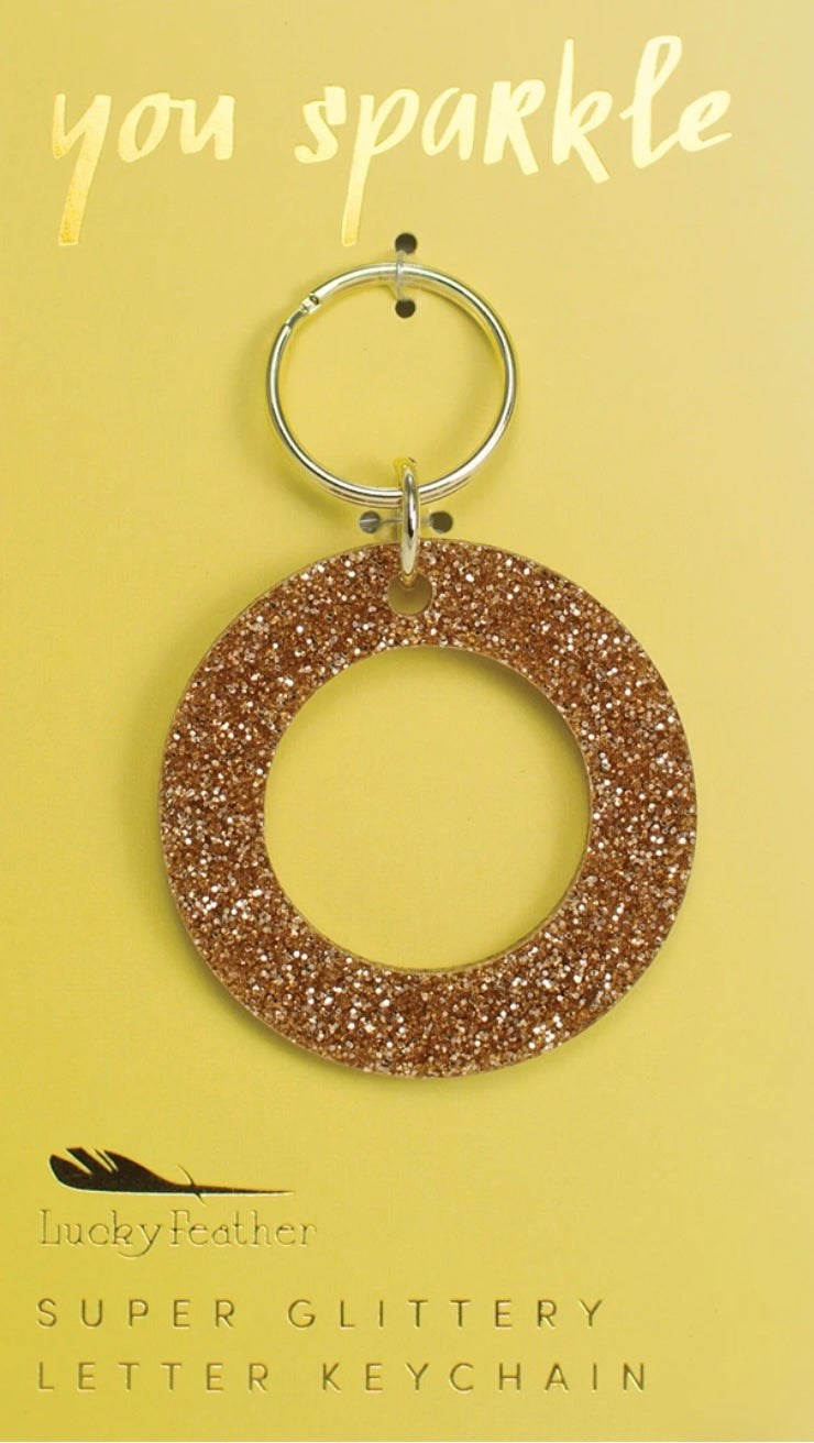 Gold Glitter Letter Keychain