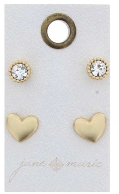 Earring set-heart & studs
