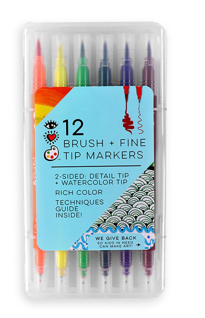 iHeart Art - 12 Brush Tip & Fine Tip Markers