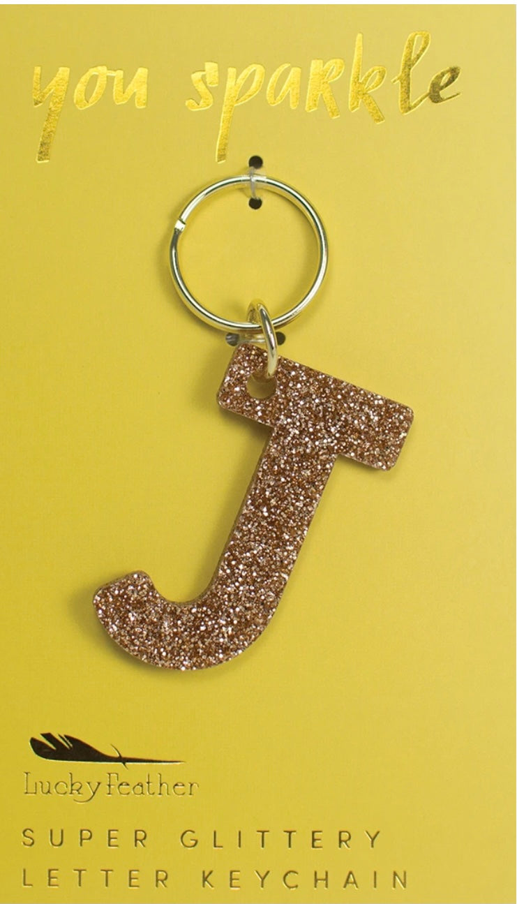 Gold Glitter Letter Keychain