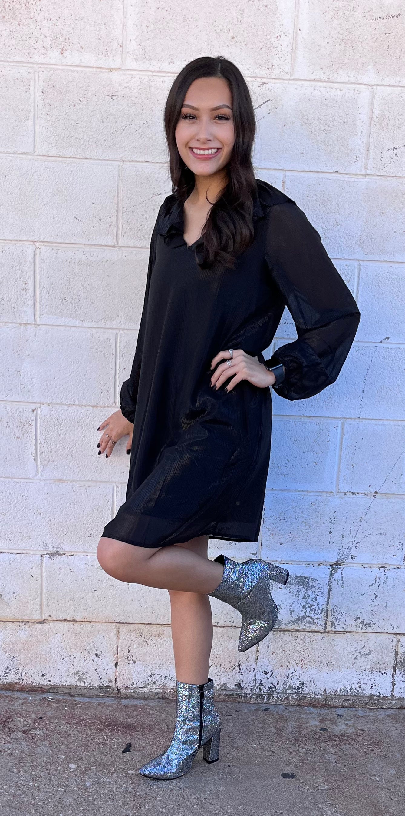 Party in Black Ruffle Dress