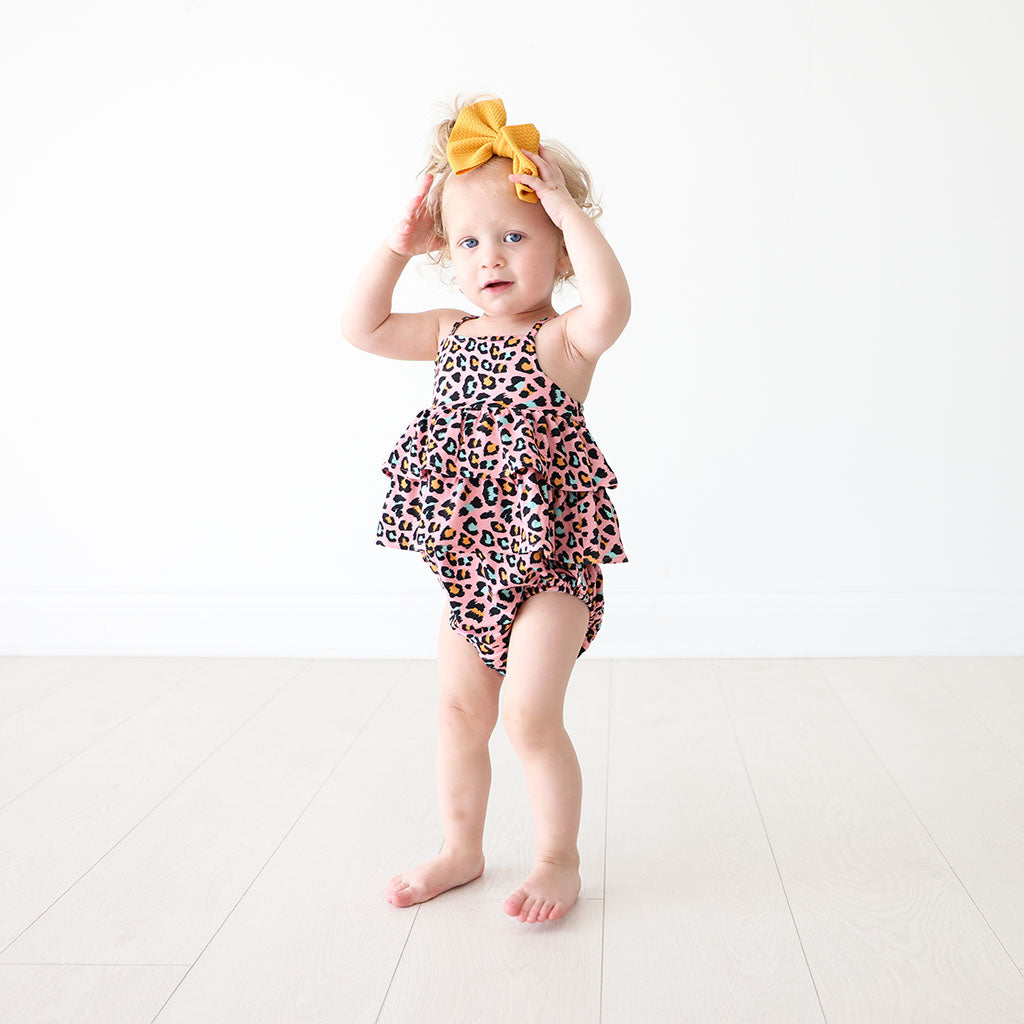 Posh Peanut Basic Ruffled Spaghetti Romper-Roxy