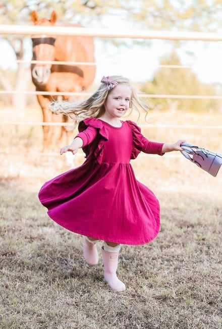 Hot Pink Ruffle Twirl Dress