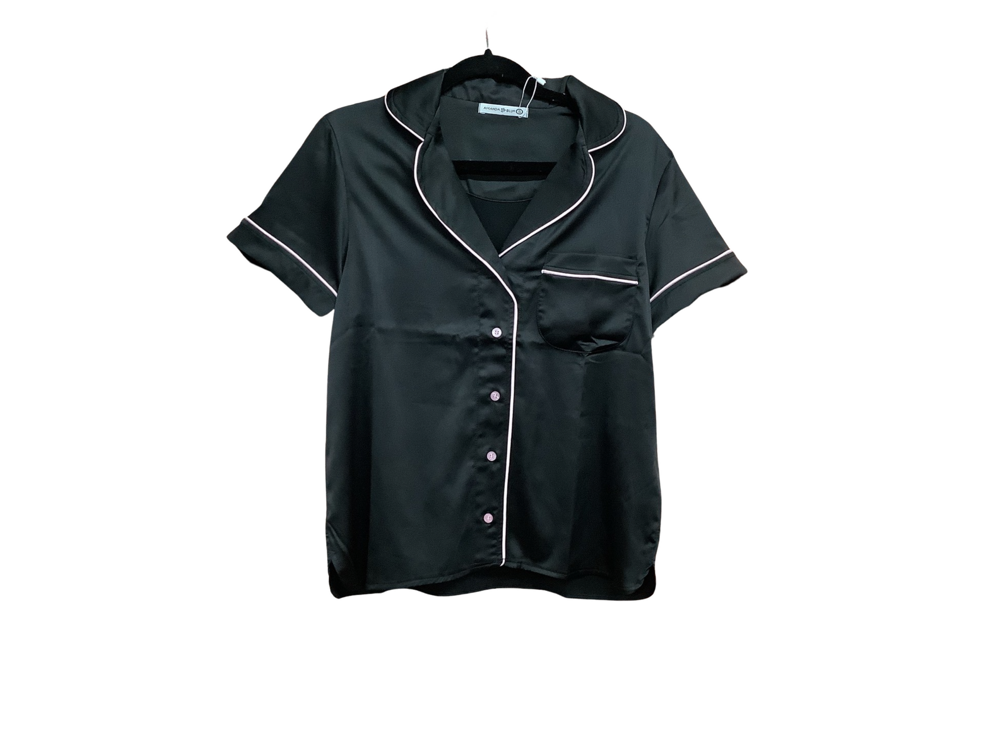 Satin notch collar pj top