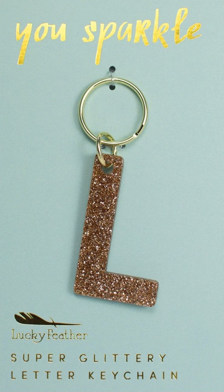Gold Glitter Letter Keychain