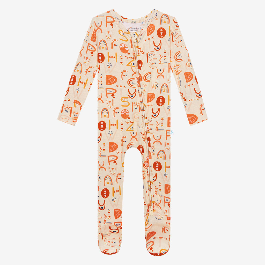 Posh Peanut Footie Zippered One Piece-Alphabet Medley