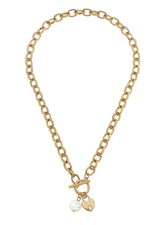 Claudia Heart T-Bar Charm Necklace