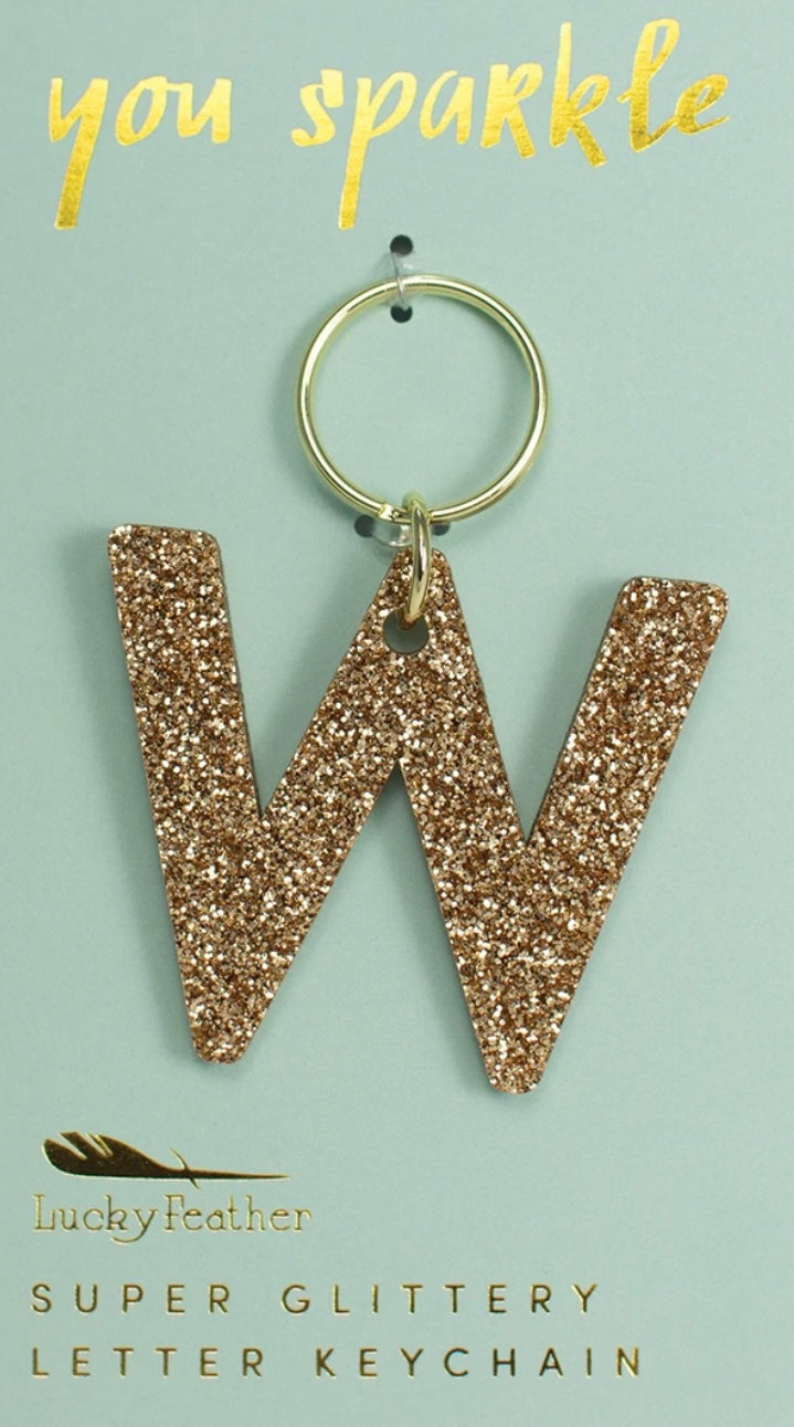 Gold Glitter Letter Keychain