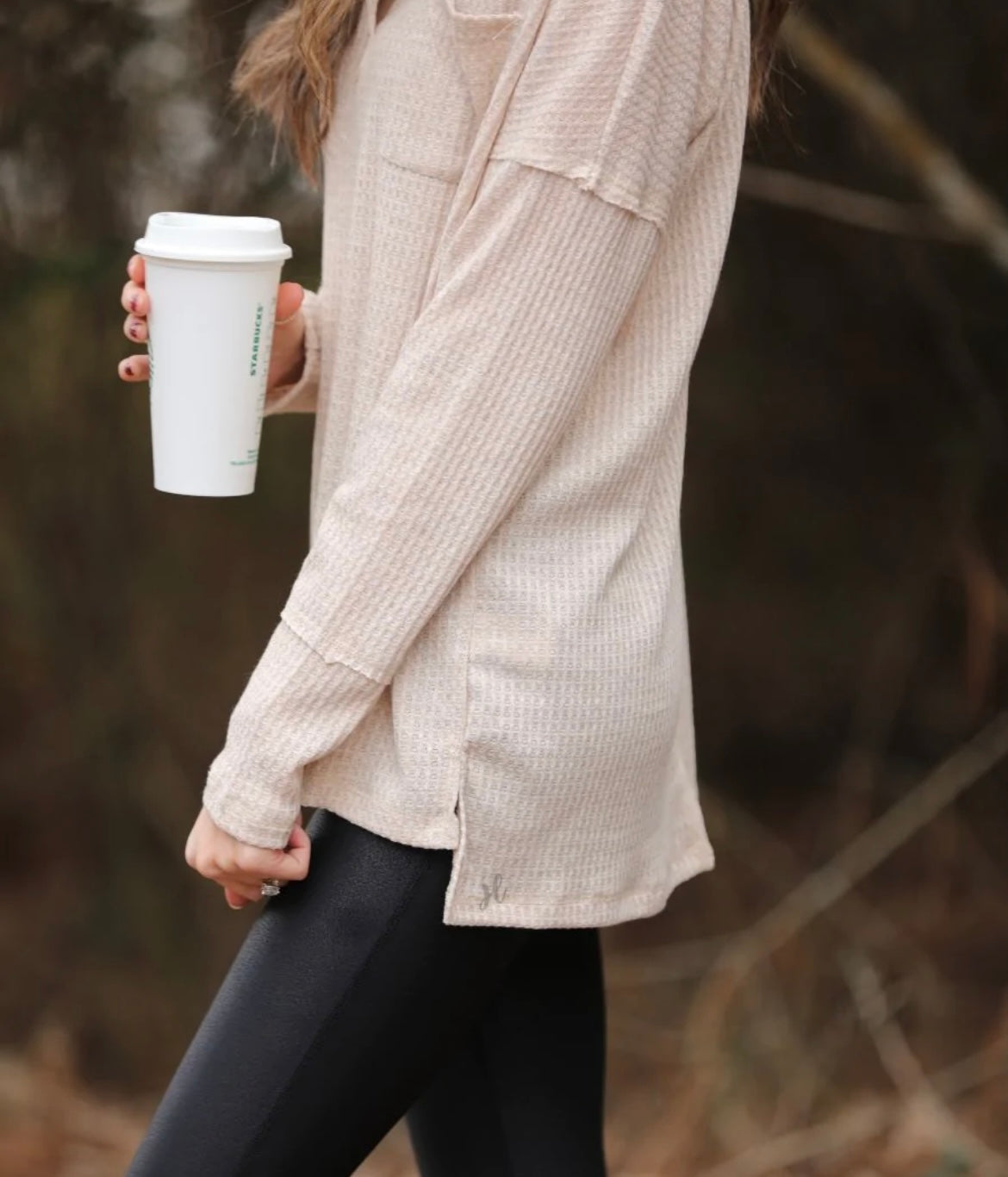 Whitney V-neck Waffle Top