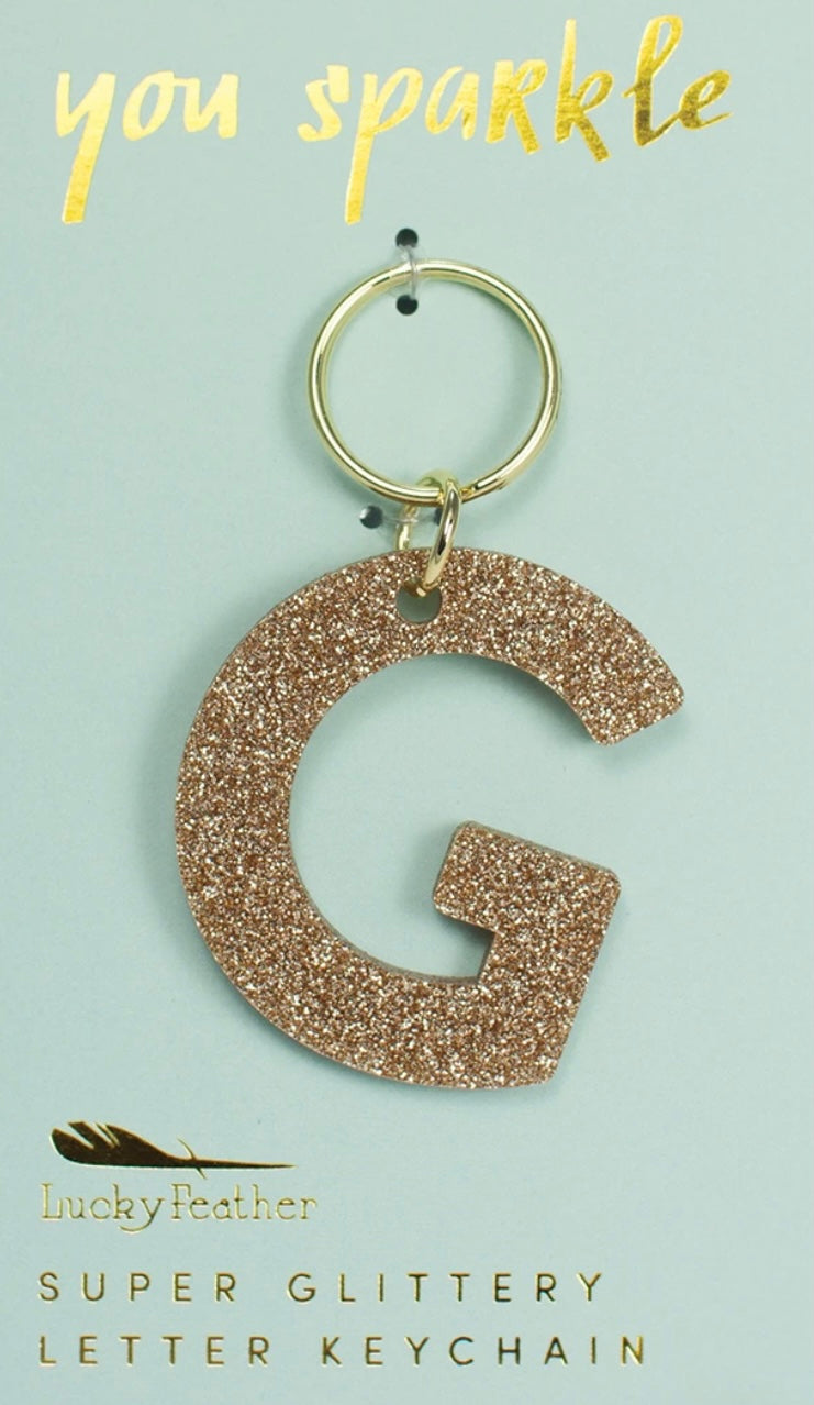 Gold Glitter Letter Keychain