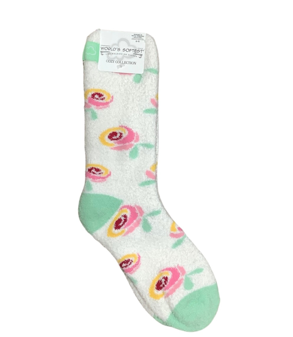 Roses Cozy Crew Socks