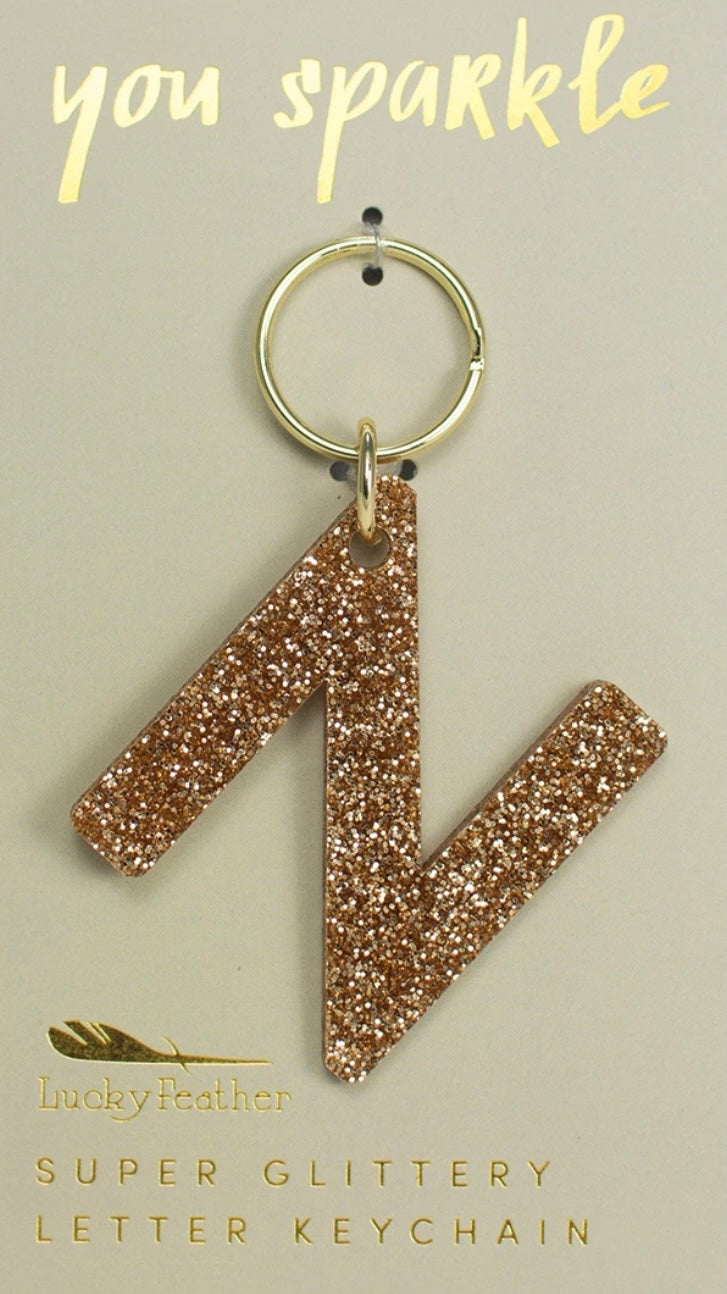 Gold Glitter Letter Keychain
