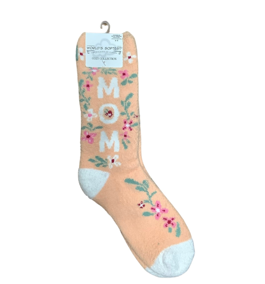 Flower Mom Cozy Crew Socks