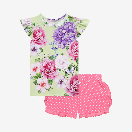 Posh Peanut Cap Sleeve Shirt & Varsity Short-Georgina