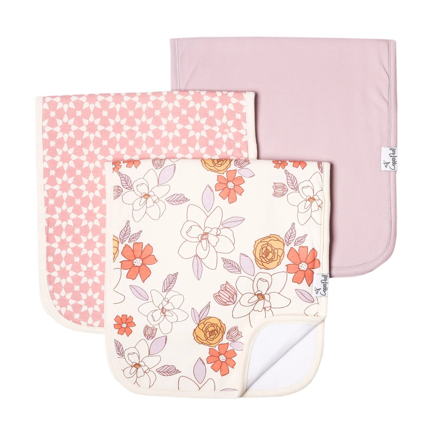 Copper Pearl burp cloth set