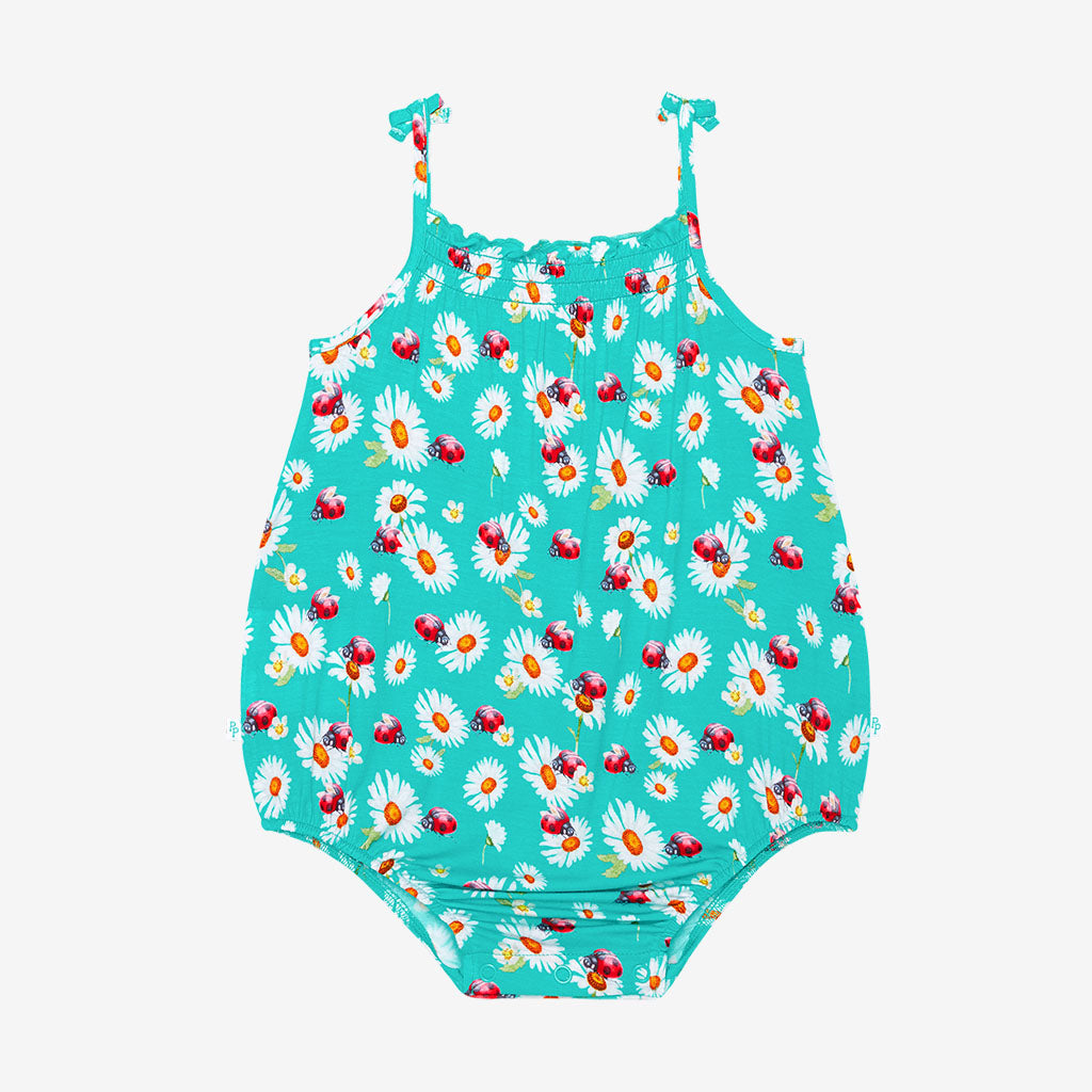 Posh Peanut Spaghetti Strap Bubble Romper-Ladybug