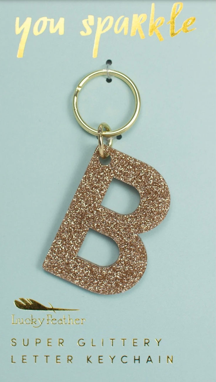 Gold Glitter Letter Keychain