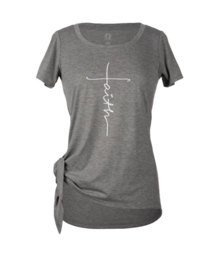 Gray Faith Side Knot Tee