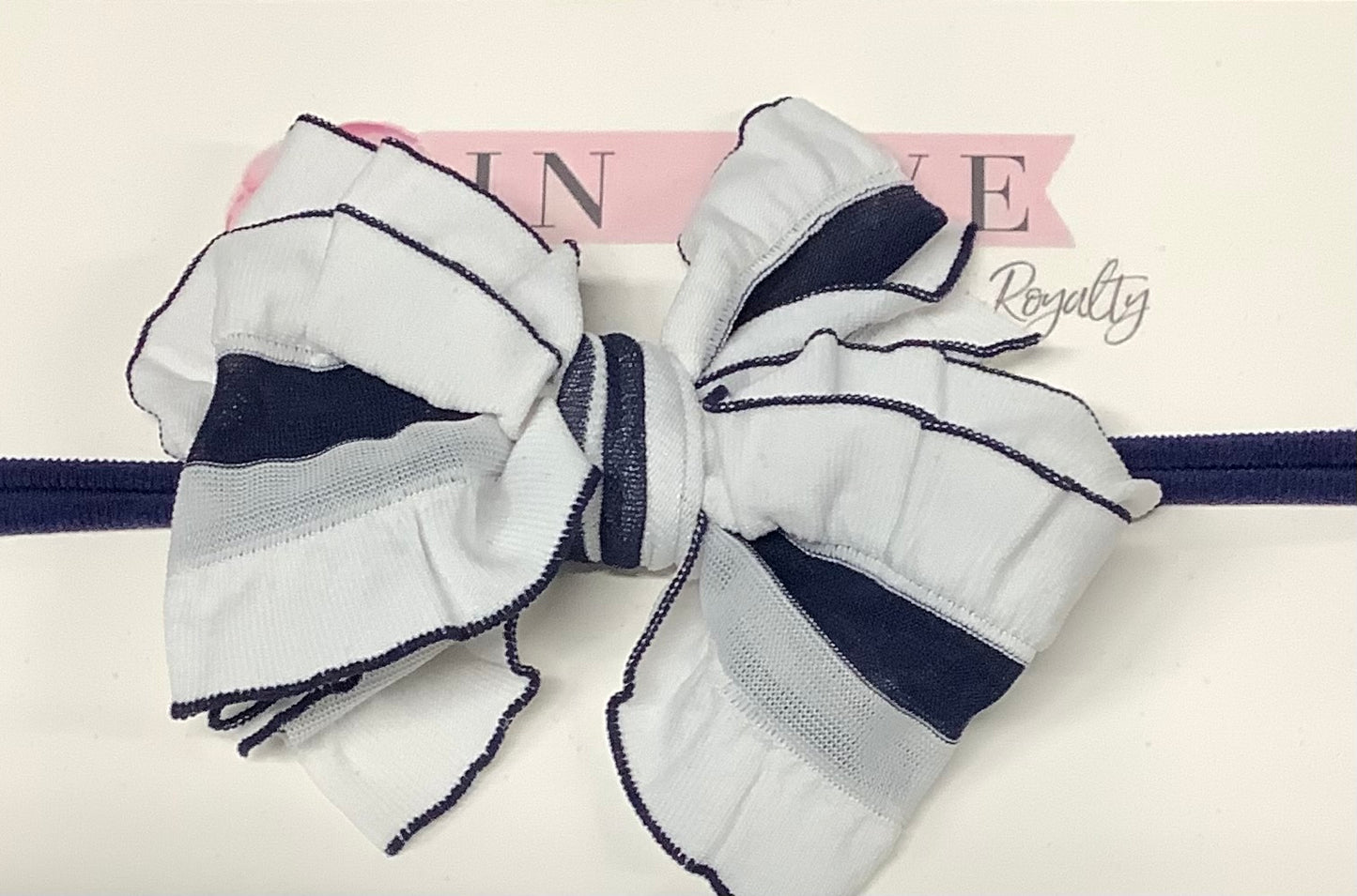 Mini Ruffled Navy Headband