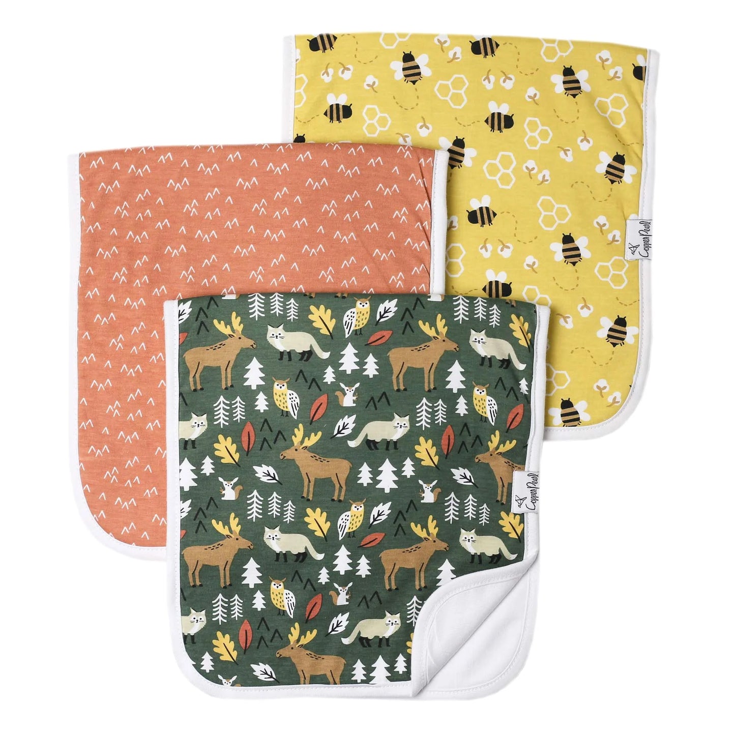 Copper Pearl burp cloth set