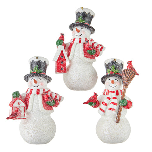 snowman with bird house ornament
