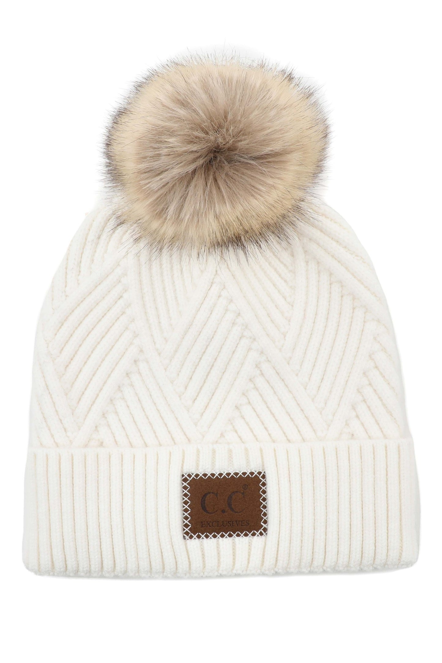 CC Zig Zag Pom Beanie