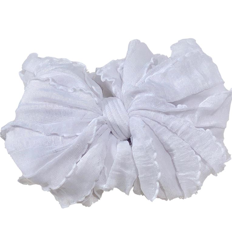 white ruffled headband