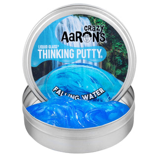 Crazy Aaron's Falling Water blue liquid glass thinking putty in round tin container