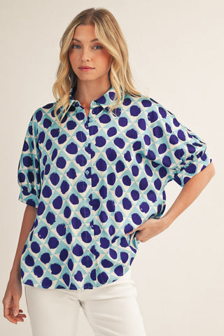 Blue Geometric Top