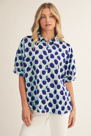 Blue Geometric Top