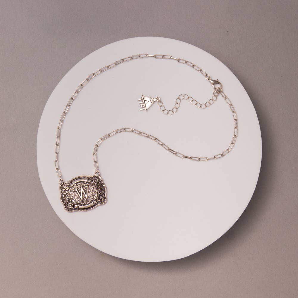 Western Buckle Initial Necklace