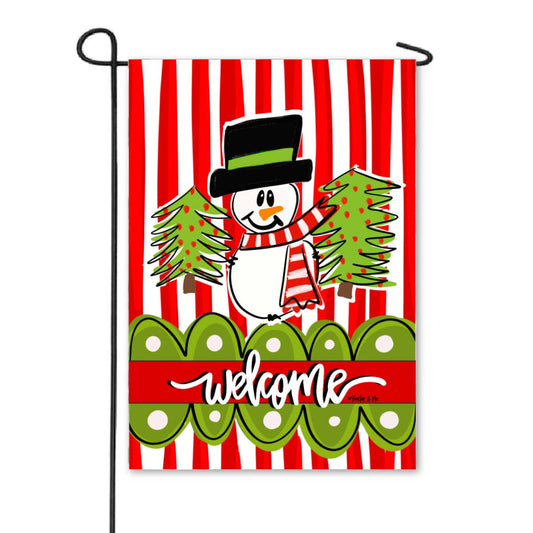 Welcome Snowman Garden Flag