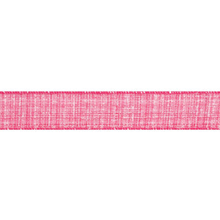 Hot pink wired faux tweed ribbon with textured woven pattern, 1.5 inch wide