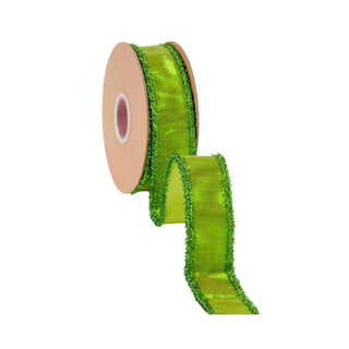 1 1/2" Wired Metallic Lime Green Ribbon