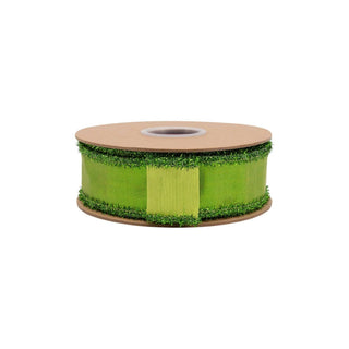 1 1/2" Wired Metallic Lime Green Ribbon