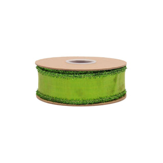 1 1/2" Wired Metallic Lime Green Ribbon