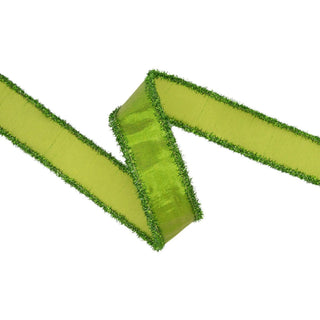 1 1/2" Wired Metallic Lime Green Ribbon
