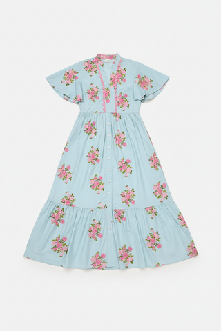 Flutter Sleeve Floral Maxi Dress