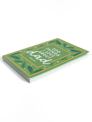 100 Things I Love About Dad prompted journal with green botanical cover design by Pippi Post