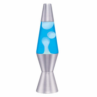 Blue liquid pale blue wax lava lamp showing color contrast and movement stages
