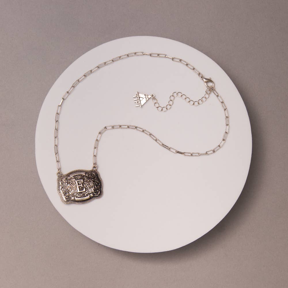 Western Buckle Initial Necklace