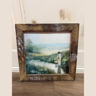 The Grey Antler Home Decor Vintage Jesus 12" x 12" Rustic Framed Art