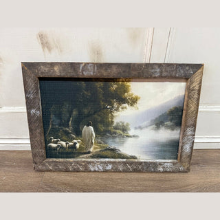 The Grey Antler Home Decor Jesus at River 12" x 18" Rustic Framed Art