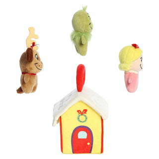 Aurora 9-inch Who House Playset with Grinch, Max, Cindy Lou Who finger puppets and plush house