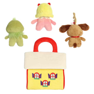 Aurora 9-inch Who House Playset with Grinch, Cindy Lou Who, and Max plush figures