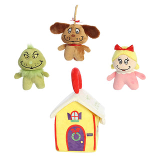 Aurora 9-inch Who House playset with Grinch, Max the dog, and Cindy Lou Who plush figures